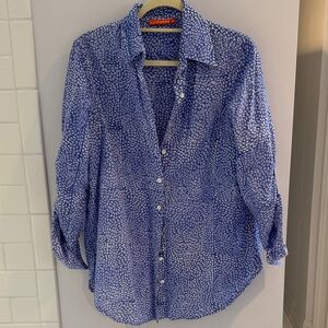 Oliphant Blue and White Patterned Shirt